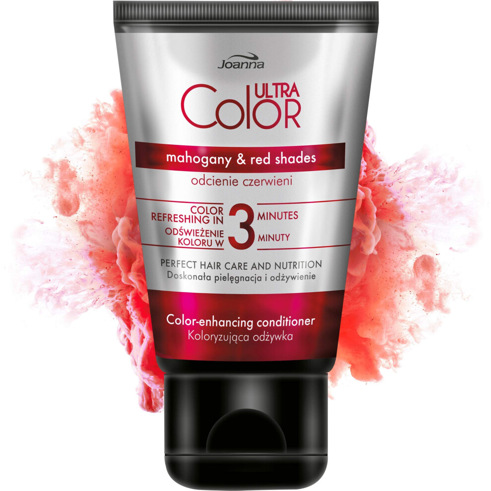 Joanna Red Ultra Color - Colour Enhancing Conditioner - Mahogany Cherry Shades Of Natural And Dyed Hair - Hair Care - Hydrating Moisturising - Ammonia Free -