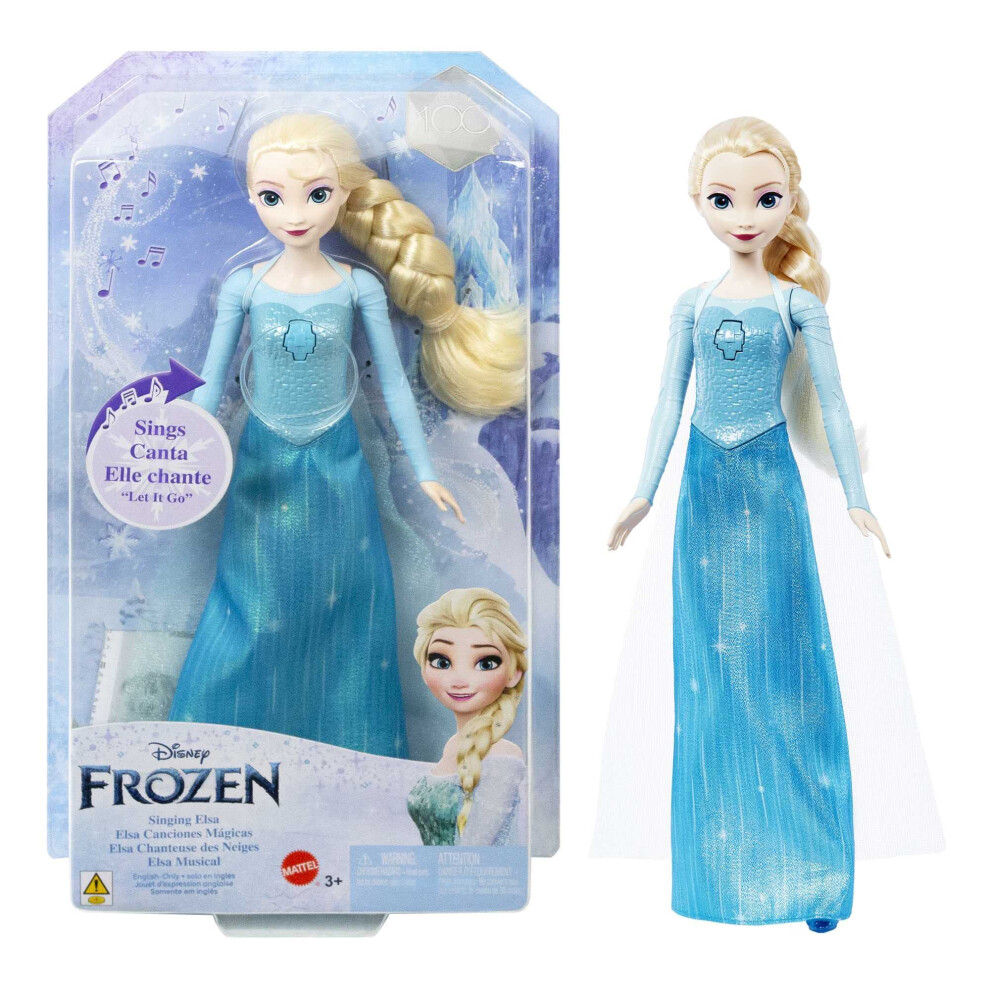 Singing Elsa Doll, Frozen Elsa in Signature Clothing, Collectible Fashion Doll, Poseable Doll with Button that Sings Let It Go Song, Toys for Ages 3