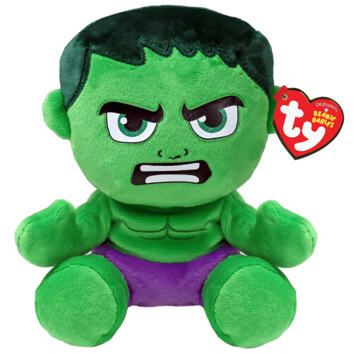 Ty Hulk Marvel Avengers Beanie Babies Regular, Licensed Beanie Baby Soft Plush Toy, Collectible Cuddly Stuffed Teddy