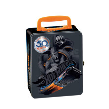 Theo Klein 2881 Hot Wheels Storage Case I Metal SuitCase for up to 50 Cars I Practical Compartments I Dimensions: 37.5 cm x 26 cm x 8.5 cm I Toy for