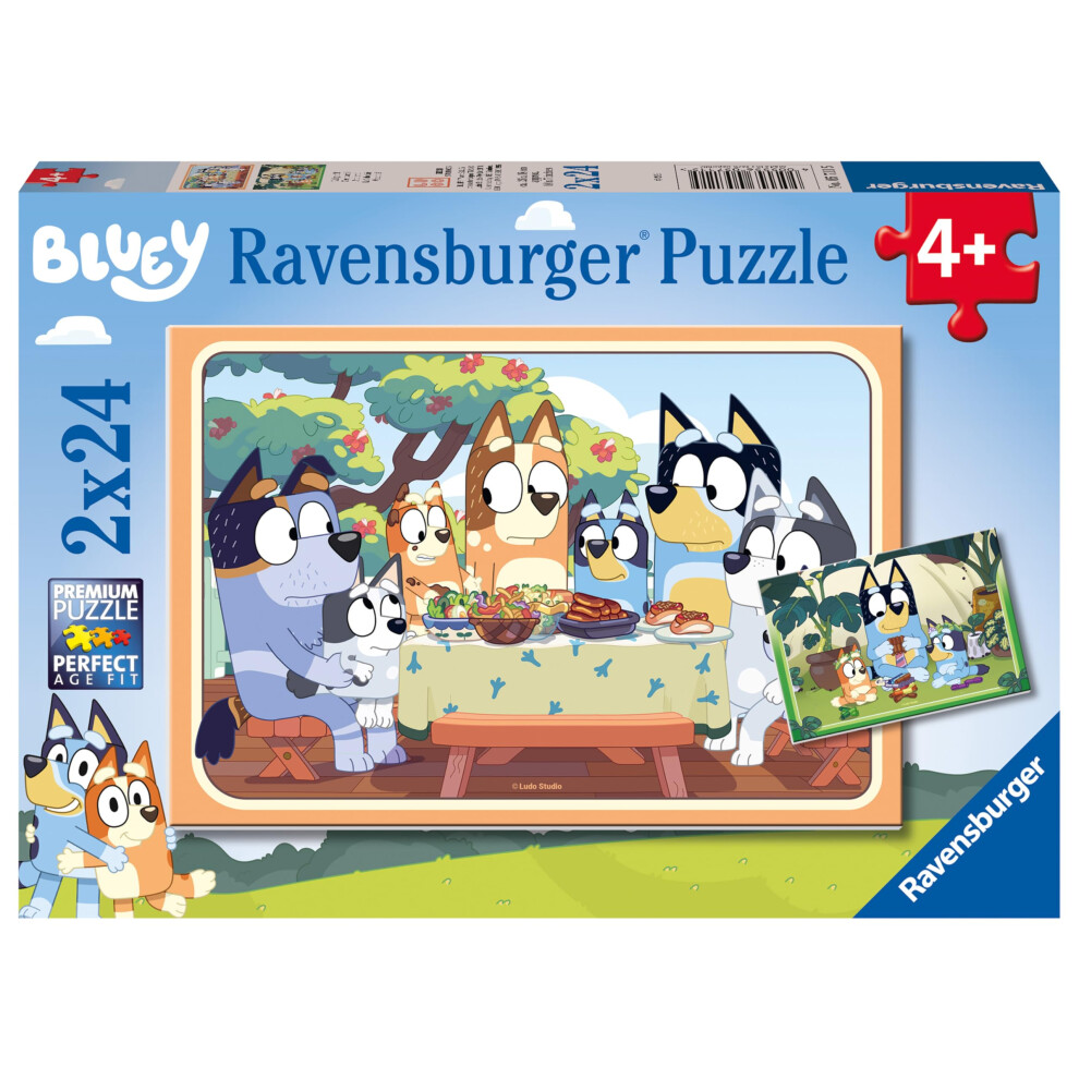 Bluey Jigsaw Puzzles For Kids Age 3 Years Up - 2x 24 Pieces - Gifts For Toddlers, Black