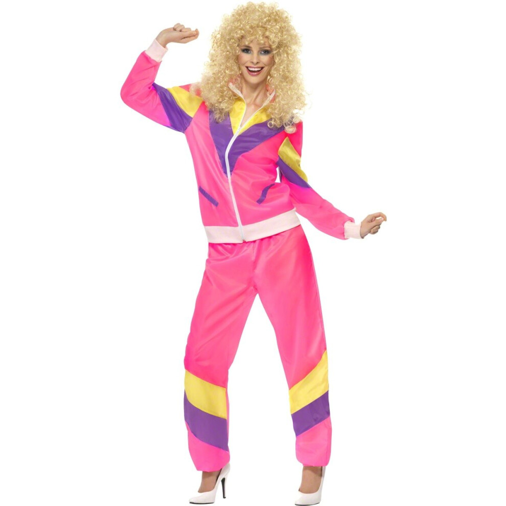 Smiffy's 80s Height of Fashion Shell Suit Costume, Pink, L - UK Size 16-18