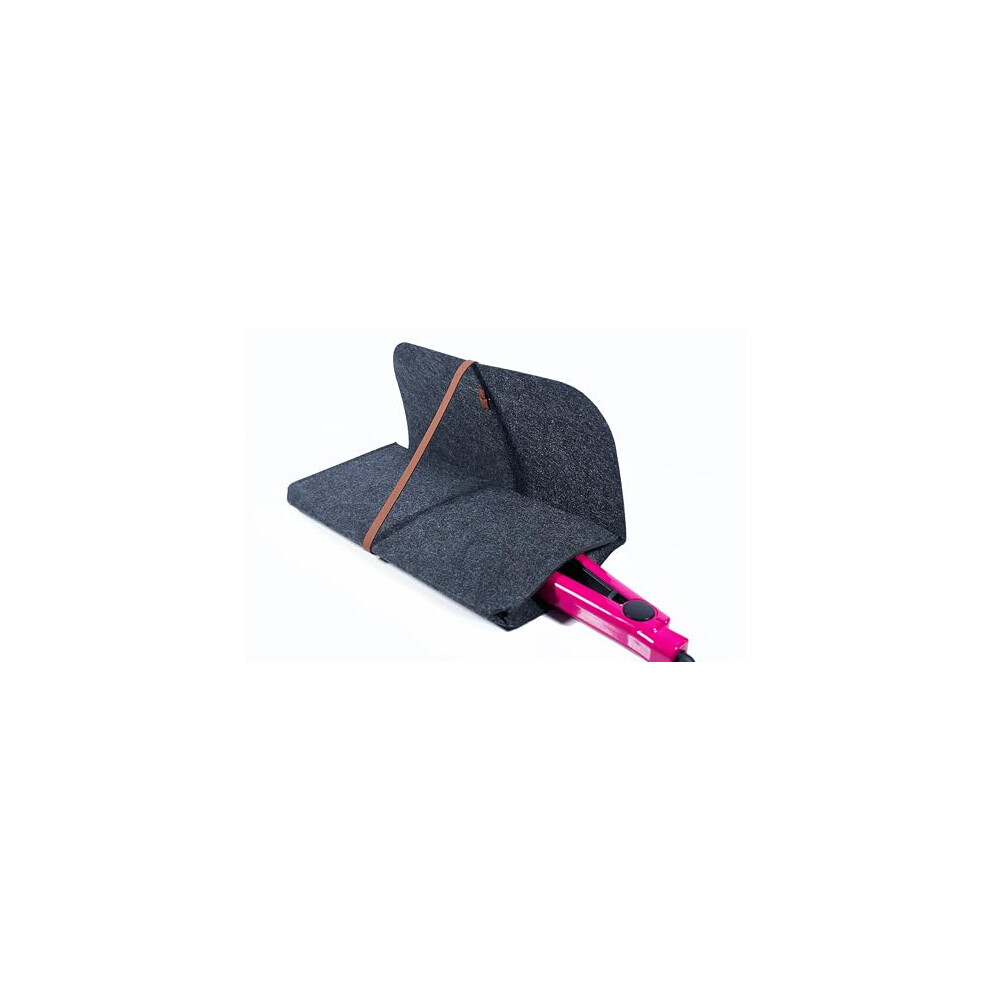 Hair Straightener Mat & Pouch - Made from Heat Resistant Safety Felt - Ideal for Home & Travel (Dark Grey (Pouchy))