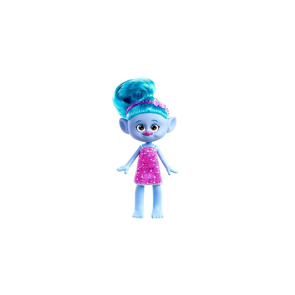 Mattel Trolls 3 - Tutti Insieme - Ciniglia Alla Moda, Bambola Con Capelli Blu Acceso Da Decorare, Abito Rimovibile E Accessori Inclusi, Look Ispirato Al Film, Giocattolo Per Bambini, 3+ Anni, HNF15-image