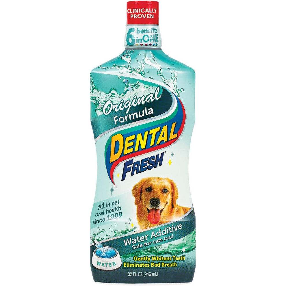 Water Additive for Dogs, Original Formula, 32oz – Dog Breath Freshener and Dog Teeth Cleaning for Dog Dental Care– Add to Water