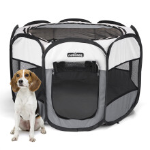 Pet Playpen Portable Foldable Dog Cat Play Pen Indoor Outdoor Pet Fence Breathable Mesh Pet Carrier Kennel Soft Cage Tent for Puppy Rabbit Hamster