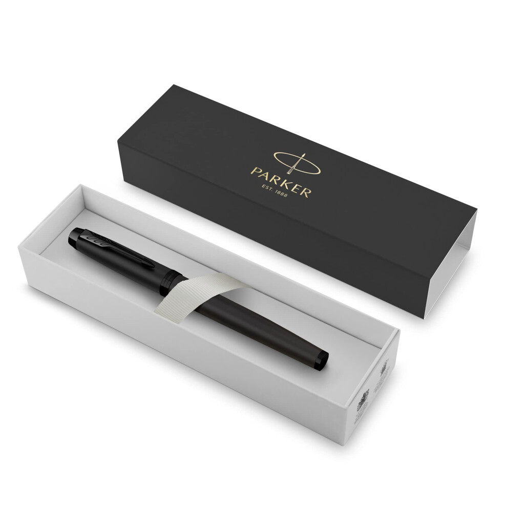 IM Rollerball Pen | Matte Black with Black Trim | Fine Point with Black Ink Refill | Gift Box