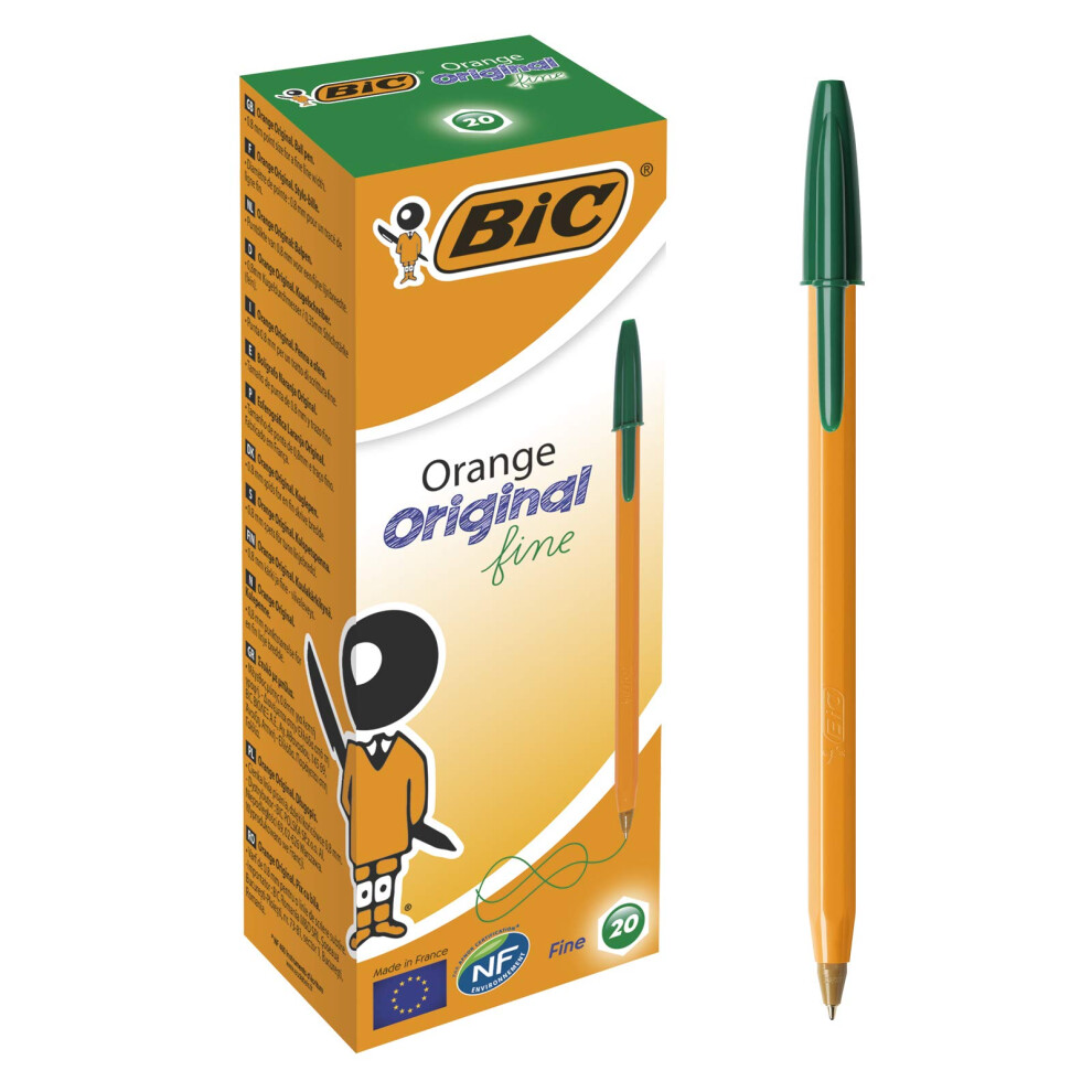 Orange Original Fine Ballpoint Pens Fine Point (0.8 mm) - Green, Box of 20