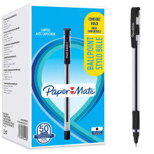 Ballpoint Pens, Comfort Grip, Fine Point (0.7 mm), Black, 50 Count