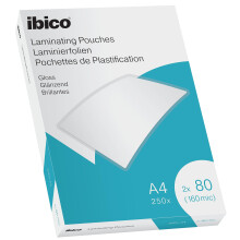 A4 Laminating Pouches, Gloss Finish, 160 Micron, Pack of 250, Crystal Clear, 628604