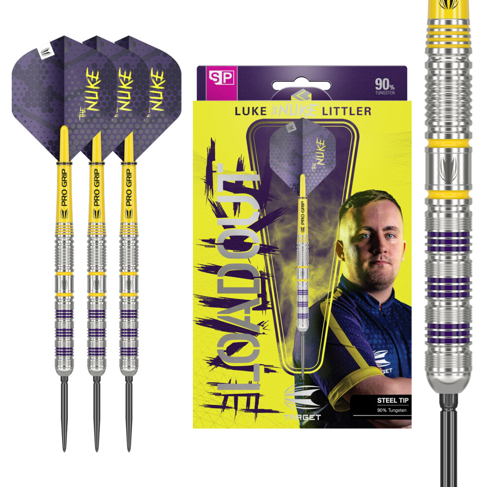 Darts Luke Littler Loadout 90% Tungsten Steel Tip Darts Set â 23G Steel Tip Dart, The Nuke Player Edition Dart Set, Swiss Point Darts, SP Tool