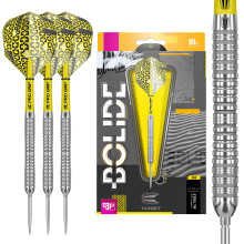 Darts Bolide 90% Tungsten Swiss Point Steel Tip Darts Set of 3, Barrel 04, 21 Grams | Featuring Pro Grip Dart Stems, Number 6 Dart Flights, Swiss