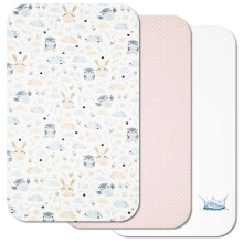 Next to Me Crib Sheets - 3pc Crib Sheets Set - 2 Fitted Cotton Sheets and 1 Waterproof Mattress Protector for Bedside Cribs - 100% Organic Cotton -