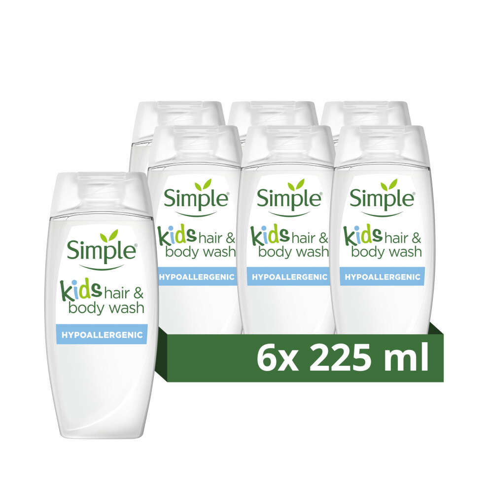 Kids Hypoallergenic Hair & Body Wash with chamomile oil shampoo for kids 6x 225 ml