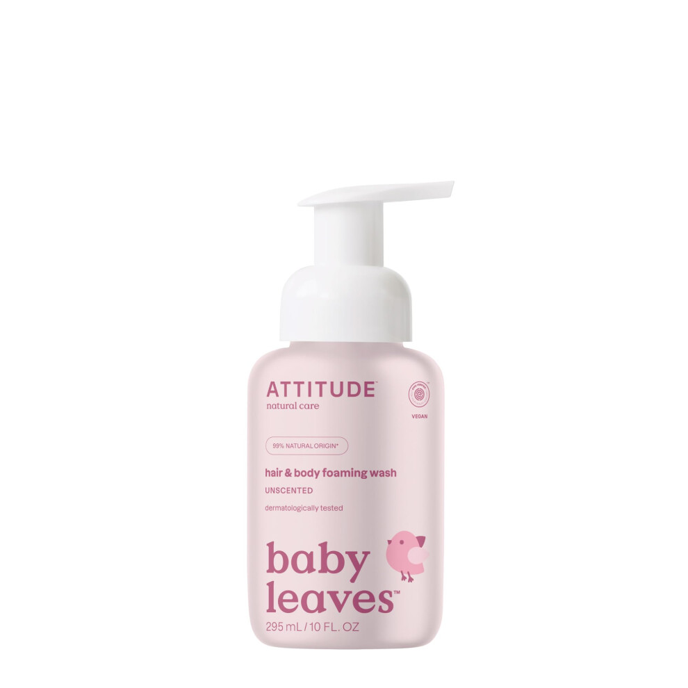2-In-1 Hair And Body Foaming Baby Wash, Ewg Verified Shampoo Soap, Dermatologically Tested, Made With Naturally Derived Ingredients, Vegan, Unscented, Attitude