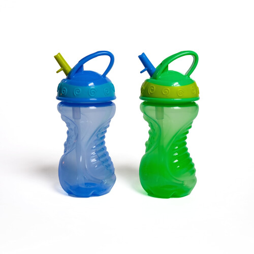 Nuby Nuby 2-Pack Flip-It Κύπελλα με Easy-Flo Καλαμάκι, 10 Ουγγιές, Χρώματα Μπορεί να Διαφέρουν 1