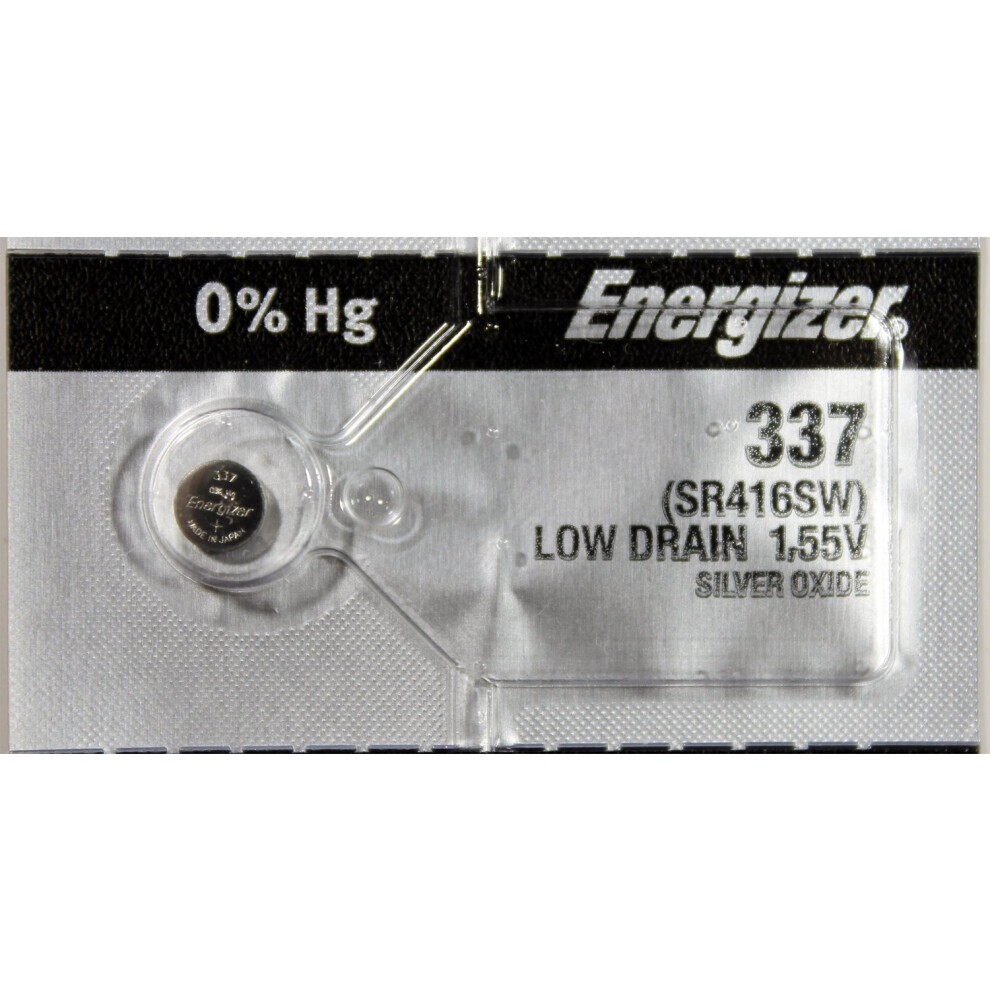 2PC Energizer 337 SR416SW Silver Oxide Cell Watch Battery