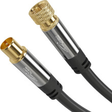 SAT cable/aerial cable with break-proof metal plugs – 2m (TV cable/satellite cable, adapter from F-connector to antenna plug, suitable for TV, radio