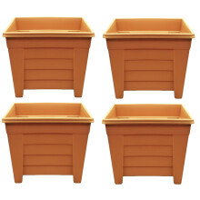 Long Trough/Oval/Square Plant Pot Plastic Planter Indoor Home Outdoor Garden Window Herb Flower Box (4, 38cm Square Planter Terracotta)