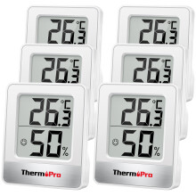 TP49 Digital Room Thermometer Indoor Hygrometer Mini Temperature Monitor Humidity Meter for Home Office Air Comfort Thermo Hygrometer, 6 Pieces