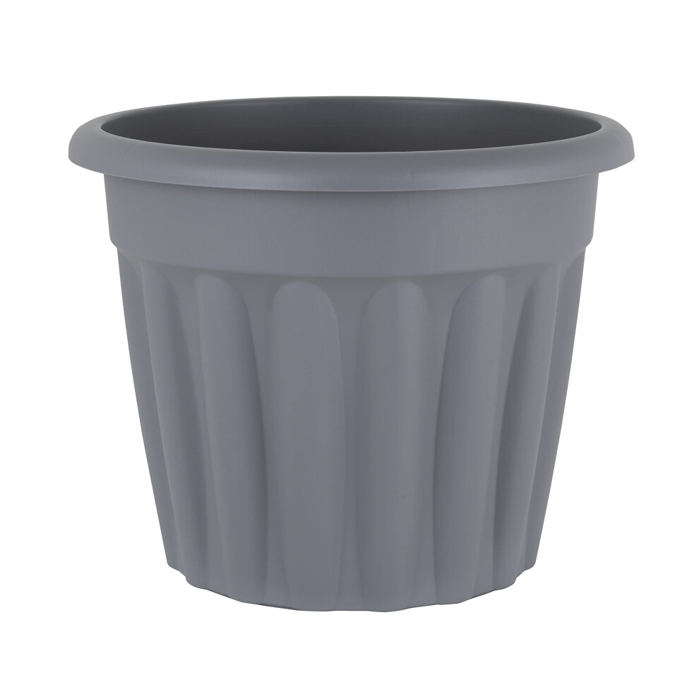 Wham 3X Vista Plastic Planter, Round Garden Plant Pot, Large Floor Pot (50Cm, 42L, Pack Of 3) Indoor/Outdoor, Made In Uk (Upcycle Grey)