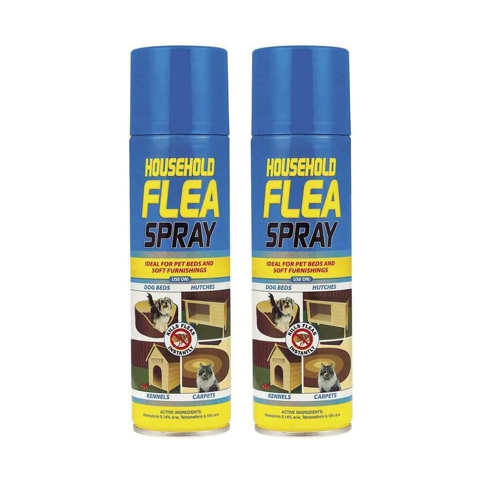 2 x 200ml Flea Killer Spray Long Lasting Flea & Larvae killer Spray Cat Dog Pets Bed Carpet Home