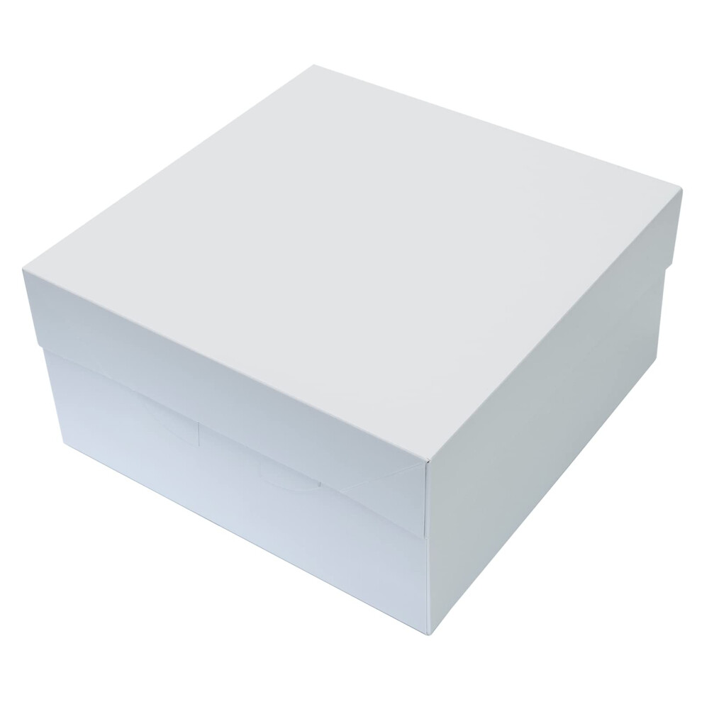 10" White Cake Box With Glued Lid, 10 Pack, 254 X 152mm, Rigid Transport And Protection For Birthday And Celebration Bakes, Cake Boxes