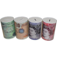 Sterling Money Box Tin, Piggy Bank Savings Money Tin, Multi-colour, 15 x 10 x 10 cm Single Unit.