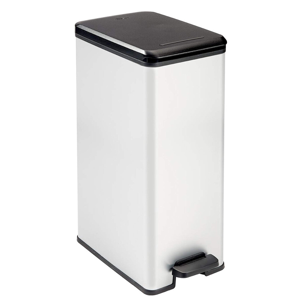 Slim Metal Effect 90% Recycled Kitchen Pedal Touch Deco Bin, Silver, 40 Litre