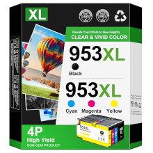 Gureef 953XL Ink Cartridges 4-Pack for HP OfficeJet Pro 7740/7720/8740/8730/8720/8710/8218/8210/7730/8715 (Black/Cyan/Magenta/Yellow)