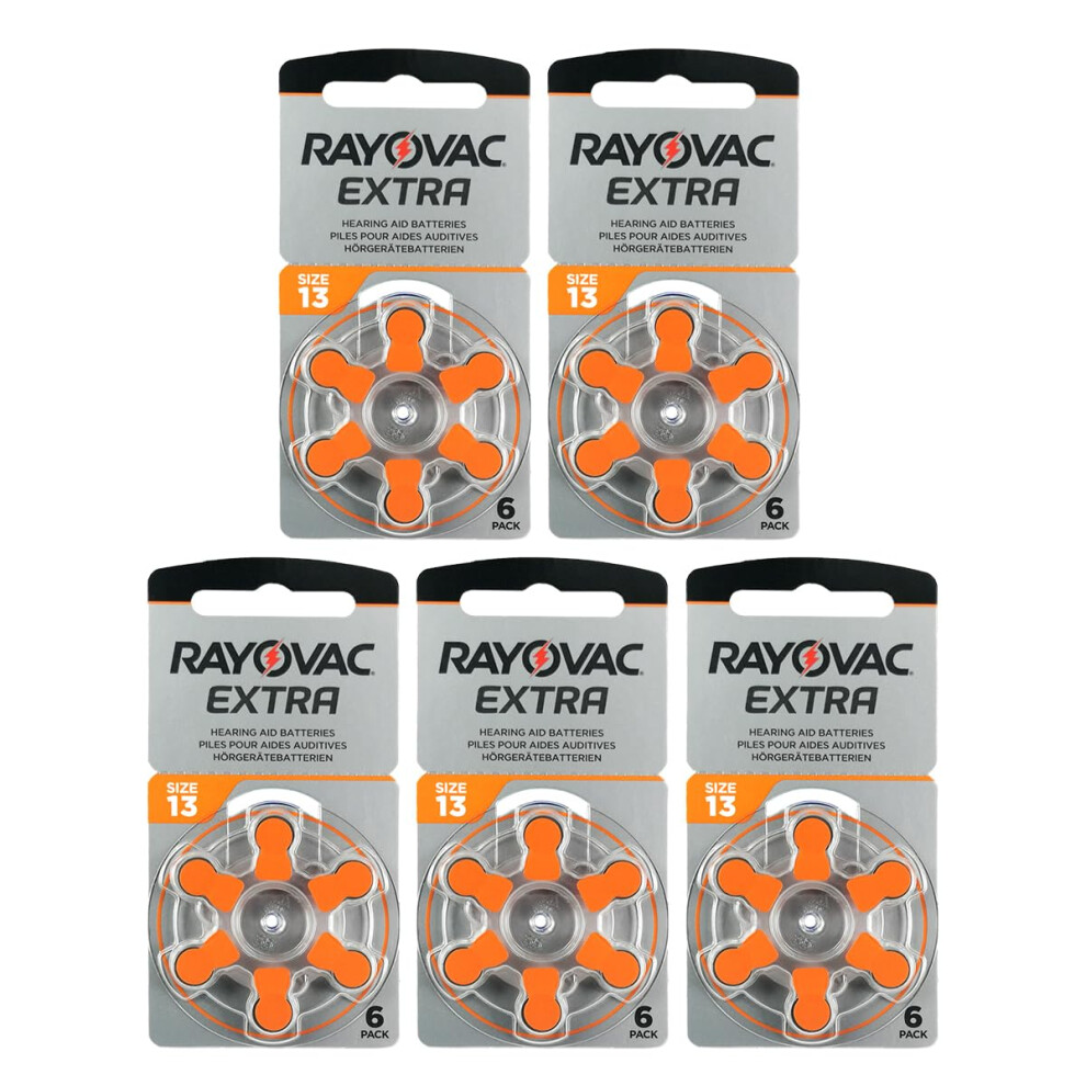 Rayovac Extra Advanced Hearing Aid Batteries, Size 13, Orange Tab, PR48, Pack of 30 ? Frustration Packaging