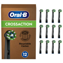 Cross Action Electric Toothbrush Head with CleanMaximiser Technology, Angled Bristles for Deeper Plaque Removal, Pack of 12 Toothbrush Heads,