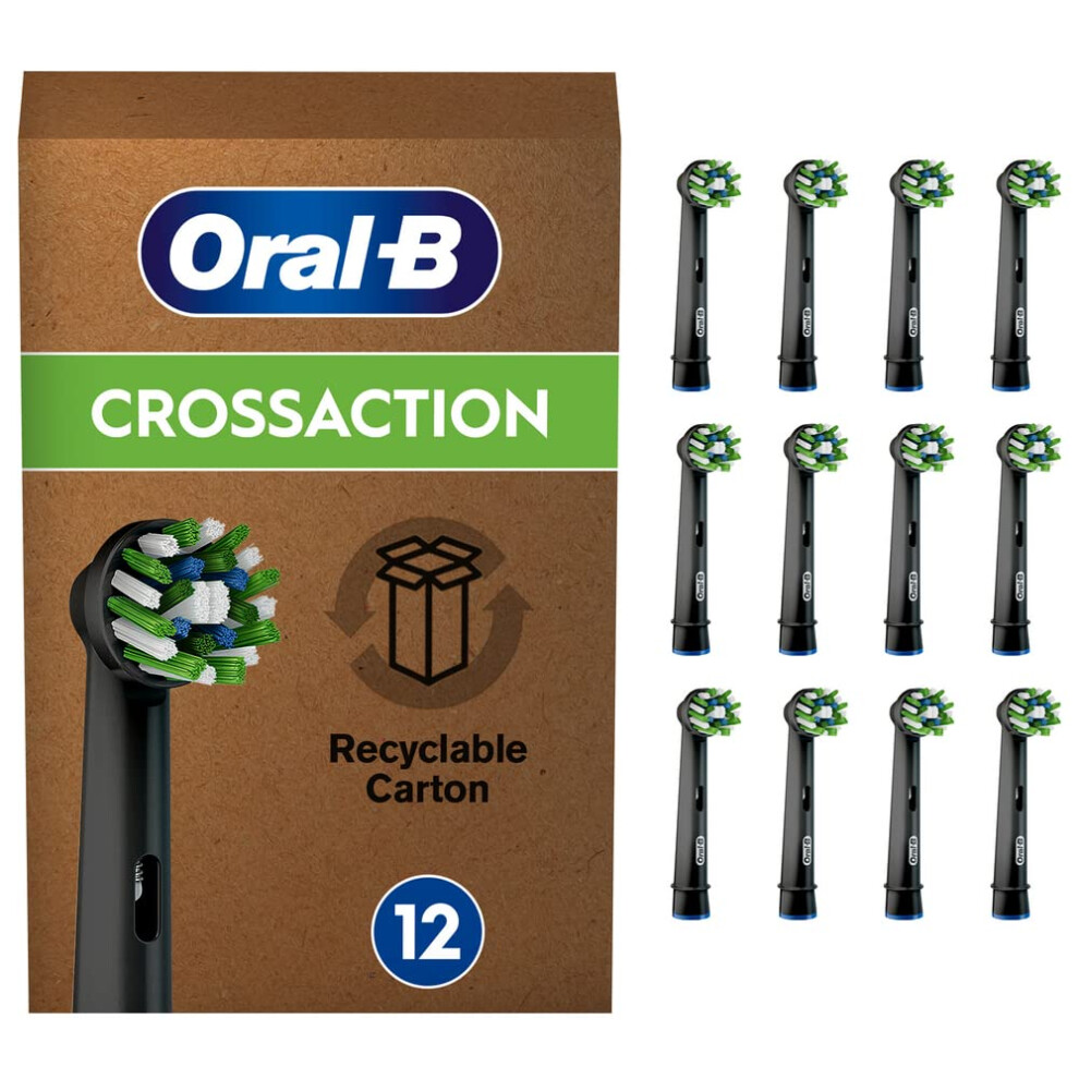 Oral-B Cross Action Electric Toothbrush Head With Cleanmaximiser Technology, Angled Bristles For Deeper Plaque Removal, Pack Of 12 Toothbrush Heads,