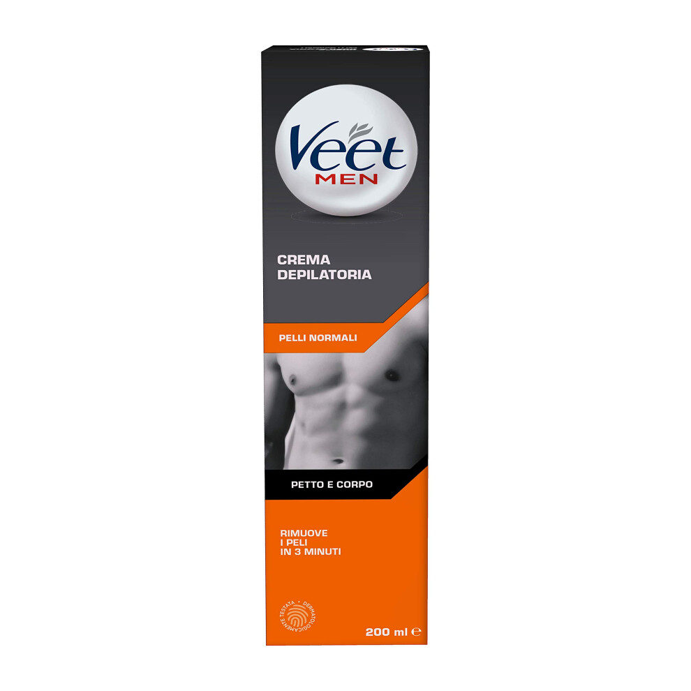 Men Hair Removal Cream, Chest & Body, Normal Skin, 200ml each, 1 Spatula, No Risk of Cuts, 24 Hour Hydration, 7 Days of Smoothness, Dermatologically