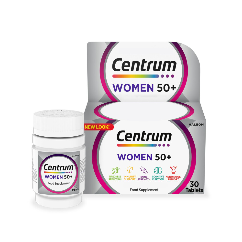 Women 50+ Multivitamin & Mineral Tablets, 24 essential nutrients including Vitamin D, Complete Multivitamin Tablets, 30 tablets (Packaging and Tablet