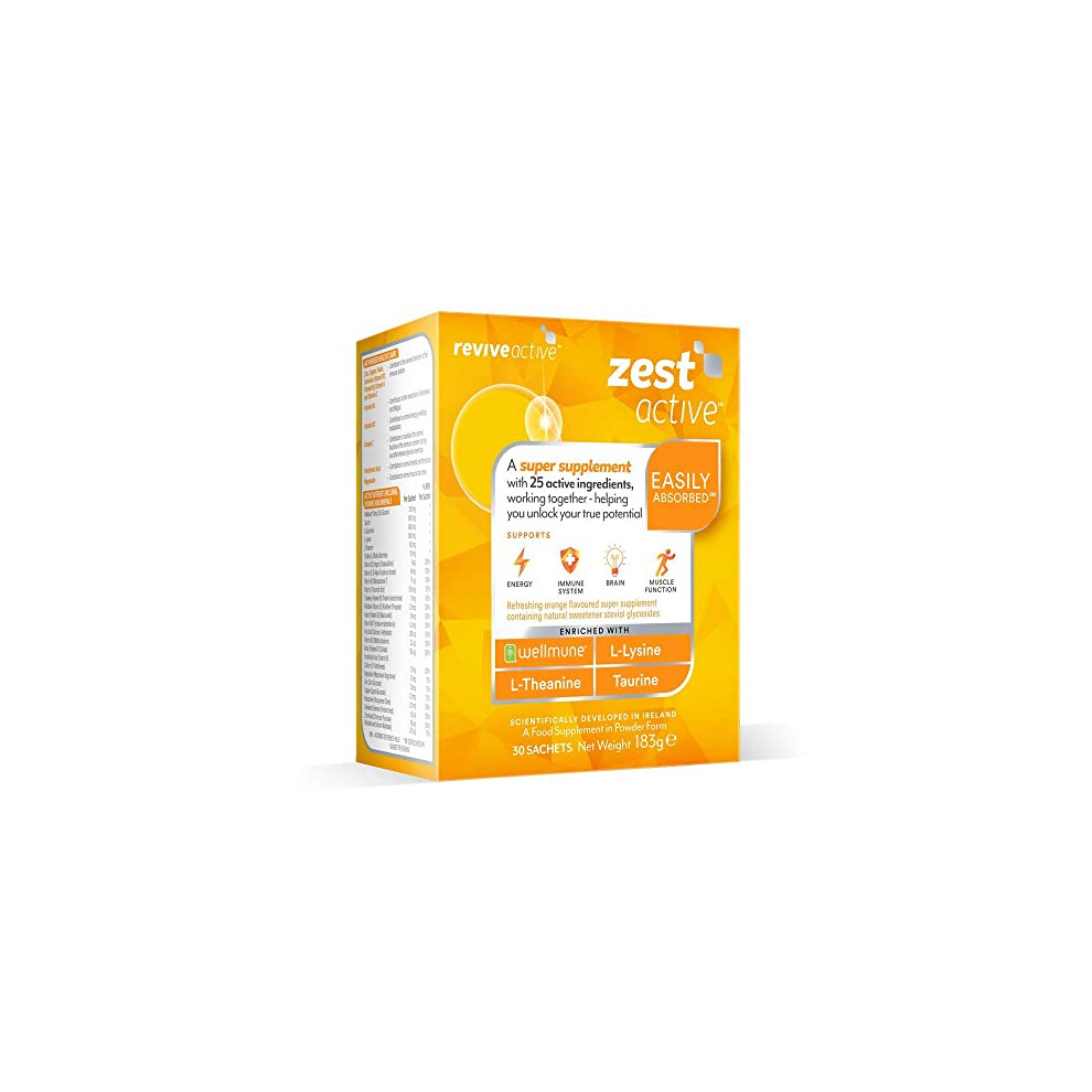 Revive Active Zest Active Super Supplement By Â Advanced 25 Active Ingredients In One Daily Multivitamin Sachet - Daily Boost Supports Energy,
