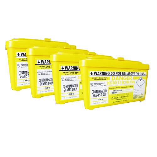 Bin, 1 Litre, Yellow, Pack of 4