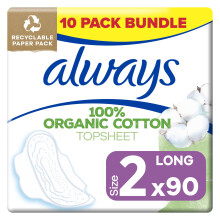 Cotton Protection Ultra Normal Sanitary Towels, Size 2 With Wings, 90 Pads, 100% Organic Cotton Topsheet
