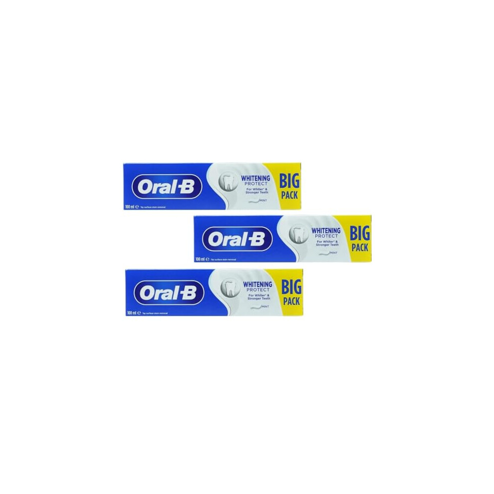 3X Oral-B Whitening Protect - 100ml Toothpaste Mint for Whiter & Stronger Teeth. 3 Pack Bundle.