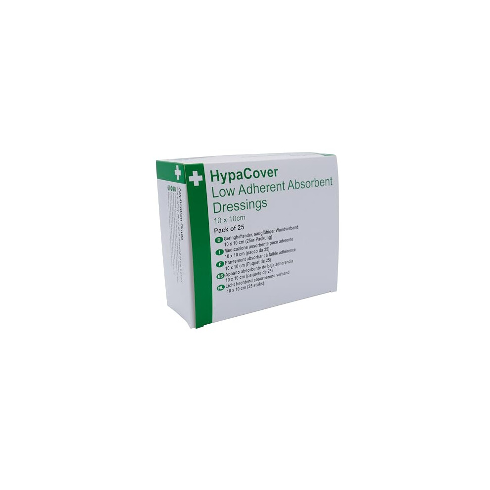 Safety First Aid Group Hypacover Low Adherent Dressing Pads For Wounds Absorbent Dressing, 10X10cm (Pack Of 25)