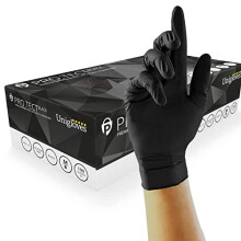 PRO.TECT Black GA0044 Nitrile Single Use - Multipurpose, Powder Free Disposable Gloves, Box of 100 Gloves, Black, Large