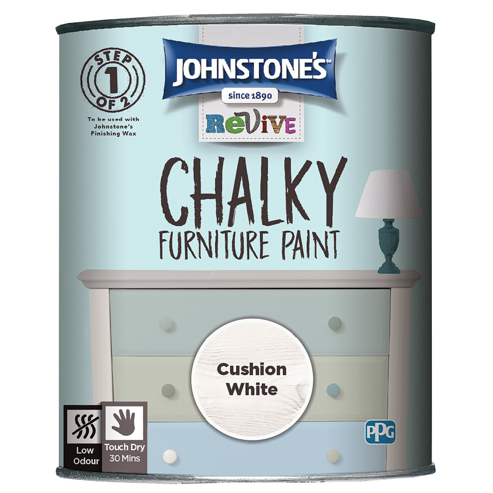 386500 Revive Chalky Furniture Paint, Cushion White, 750 ml (Pack of 1)