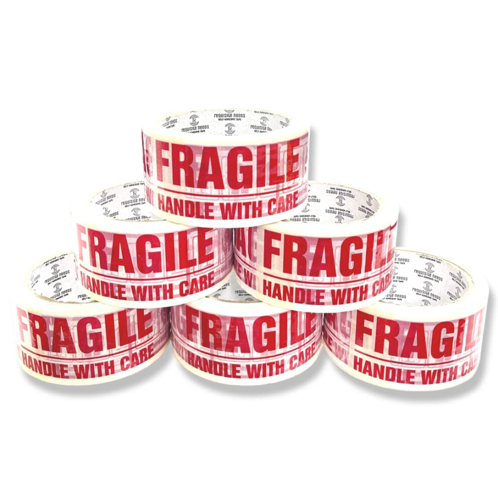 Fragile Packing Tape | 6 Rolls Per Pack 48MM x 66M | Ideal as Fragile Tape Roll, Packing Tape, Packaging Tape, Tape Pack, Heavy Duty Tape, Packing