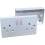 Double Wall Socket & Back Box Pattress. Twin 2 Gang Switched Plug Electrical (5) 1