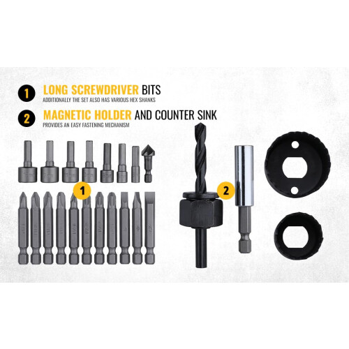 DeWalt DT71563-QZ Combination Drill Bit Set - 100 Pieces - Black Durable Case Included 2