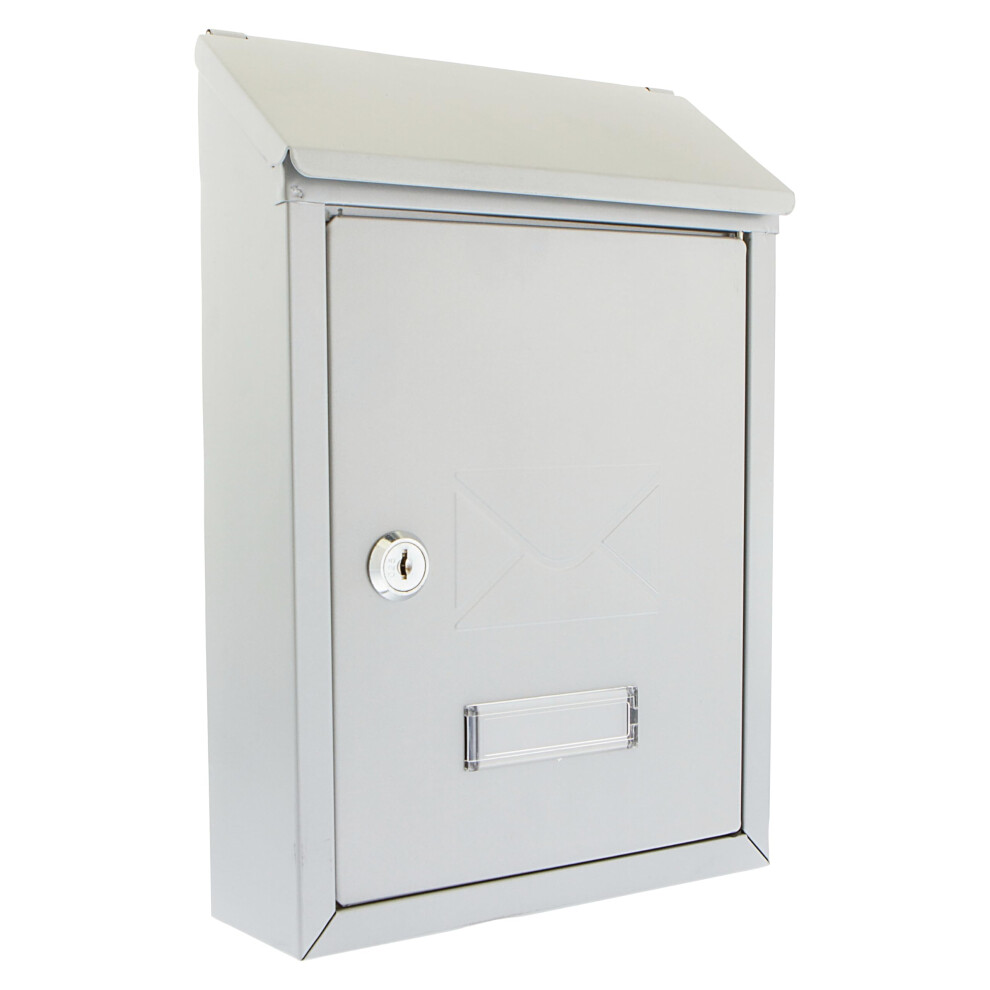 Burg-Wachter Mb09s Avon Rear Entry Wall Mounted Galvanised Steel Lockable Weatherproof Post Box - Silver - 21X30x7cm 5016567024101