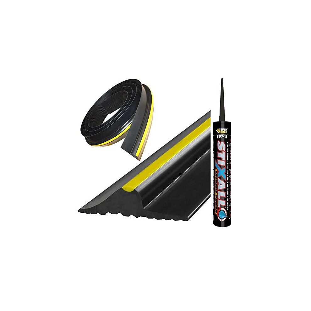 Universal Garage Door Seal Strip With Strong Adhesive - Diy Rubber Garage Door Weather Seal Excluder - Weatherproof Garage Door Bottom Threshold Seal 5060528135603