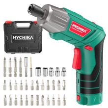 Electric Screwdriver, 6Nm Torque HYCHIKA Cordless Screwdriver 2000mAh 3.6V with 35 Accessories, LED Light and Rear Flashlight, USB Cable and Storage