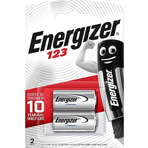 Energizer e2 Lithium Photo Battery, 123, 3V, 2/Pack