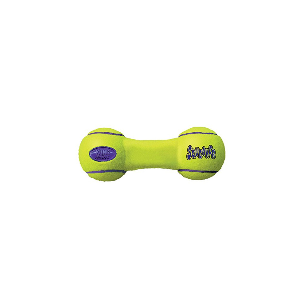 Kong - Airdog Squeaker Dumbbell - Squeaky Bounce And Fetch Toy, Tennis Ball Material - Large
